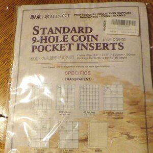 NEW  in PKG - 10 PAGES of 30 POCKETS for COIN COLLECTION
